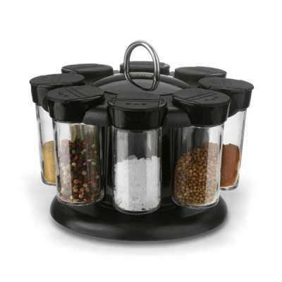 Stojan otočný na koreničky čierny 8 ks KAMPOT Obrázok pre Stojan otočný na koreničky čierny 8 ks KAMPOT