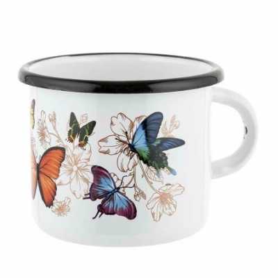 Obrázok pre Smaltovaný hrnček motýle 9 cm
