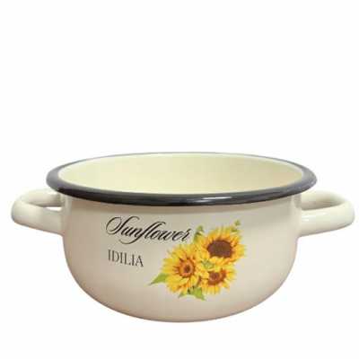 Obrázok pre Smaltovaný randlík s dvoma uškami 1,5 l slnečnica