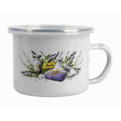 Smaltovaný hrnček s pokrievkou Lawenda 900ml Obrázok pre Smaltovaný hrnček s pokrievkou Lawenda 900ml