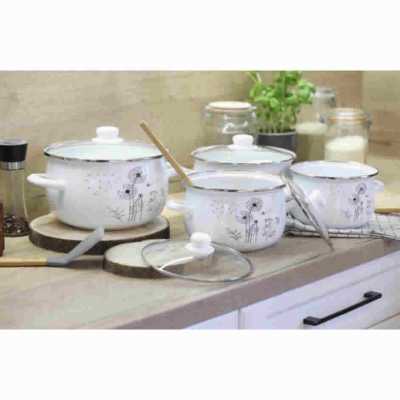 Sada smaltovaných hrncov 8 dielov PÚPAVY Obrázok pre Sada smaltovaných hrncov 8 dielov PÚPAVY