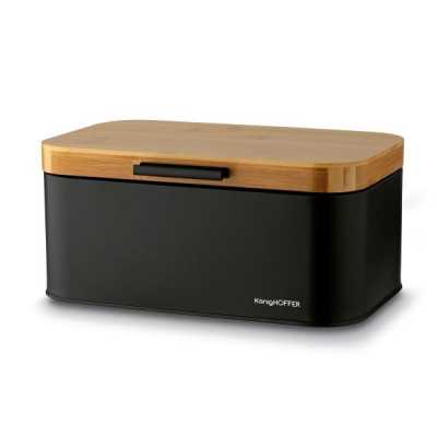 Obrázok pre Chlebník kovový s bambusom čierny Capri