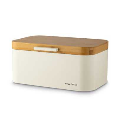 Obrázok pre Chlebník kovový s bambusom krémový Capri