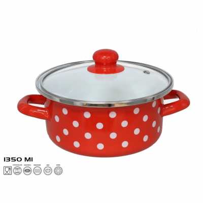 Obrázok pre Kastrol smaltovaný s pokrievkou 1,35 L  18x8CM JAEN