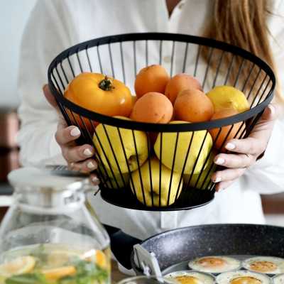 Obrázok pre Kruhový čierny košík na ovocie 30 x 20 cm
