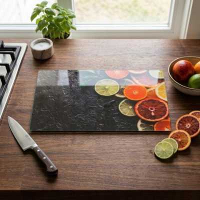 Obrázok pre Sklenená krájacia doska 20 x 30 cm – citrusy