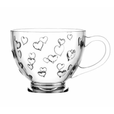 Sklenená šálka na nožičke s objemom 420 ml a jemným, ryhovaným dekorom mašličiek Obrázok pre Sklenená šálka na nožičke s objemom 420 ml a jemným, ryhovaným dekorom mašličiek