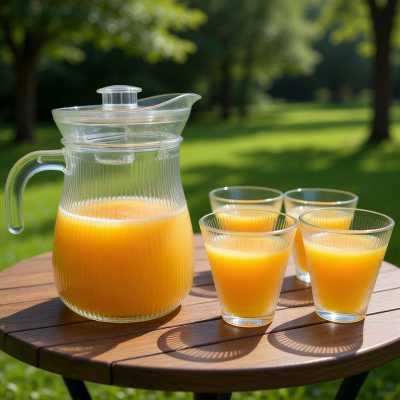 Obrázok pre Sklenený džbán 1,2 l a 4 sklenené poháre 220 ml