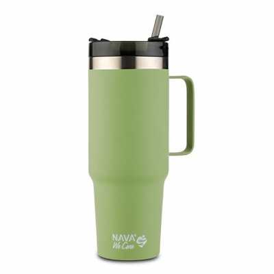 Termohrnček svetlo zelený 900ml so slamkou Obrázok pre Termohrnček svetlo zelený 900ml so slamkou