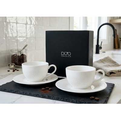 Obrázok pre Šálky na espresso s podšálkami DUO DIAMOND 50 ml 2 ks - biele