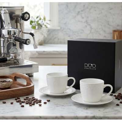 Šálky na espresso s podšálkami DUO TWILIGHT 115 ml 2 ks - biele Obrázok pre Šálky na espresso s podšálkami DUO TWILIGHT 115 ml 2 ks - biele