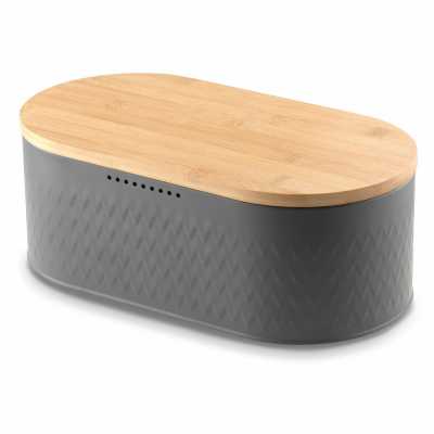 Obrázok pre Chlebník nerezový s bambusovým vekom sivý ICONIC